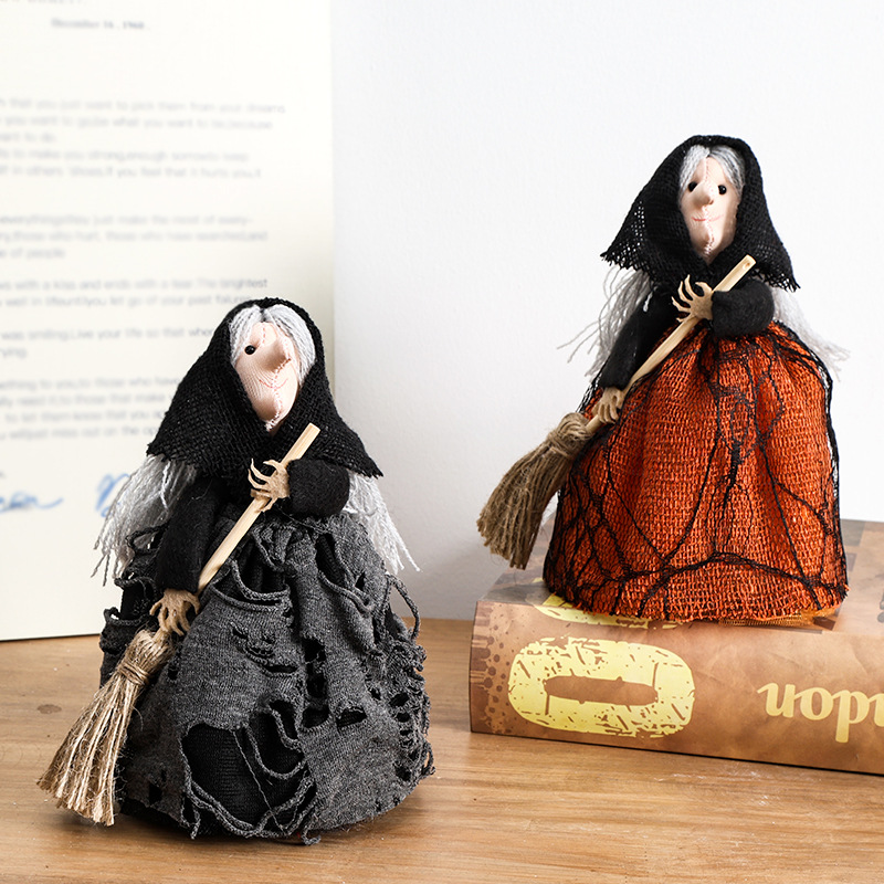 Cross-border Halloween decorations exquisite broom witch decoration tree top star ghost festival party home decoration