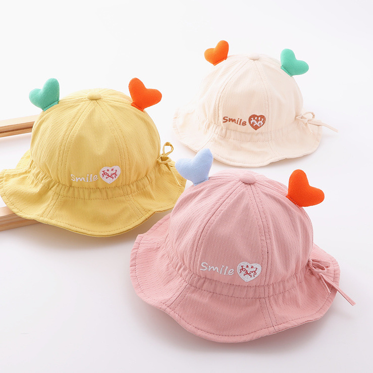 Picture of Baby Fisherman Hat Spring & Fall Thin Adjustable Baby Girl Hat Spring and Summer Princess Cute Boy Sun Hat