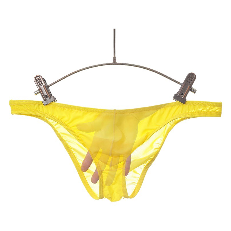 New Transparent Men's Briefs, Small Briefs, Sexy and Interesting, Low-Waisted Ice Silk Ultra-Thin Thong Cross-Border