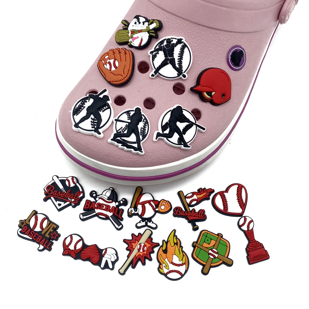 18 suit Sports Baseball Series Hole Shoes Shoes Flower Shoes Buckle Soft Rubber DIY Garden Shoes Accessories Accessories