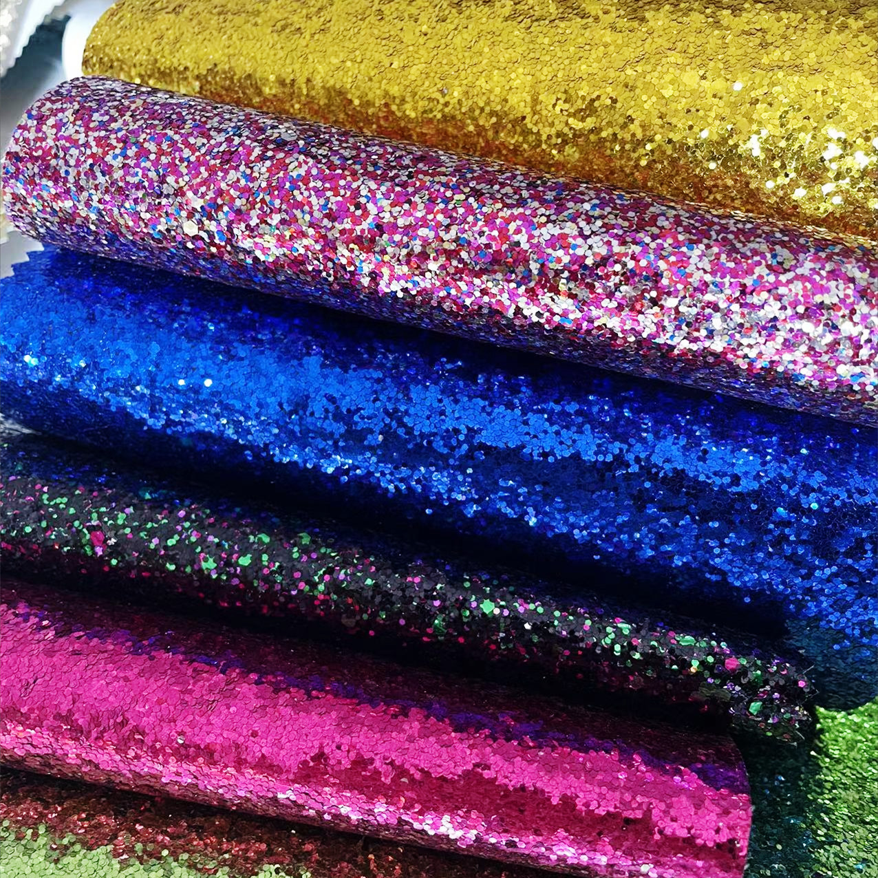 Picture of Pu Leather Glitter Coarse Powder Glitter Fabric Glitter Fabric Large and Small Hexagonal Pieces