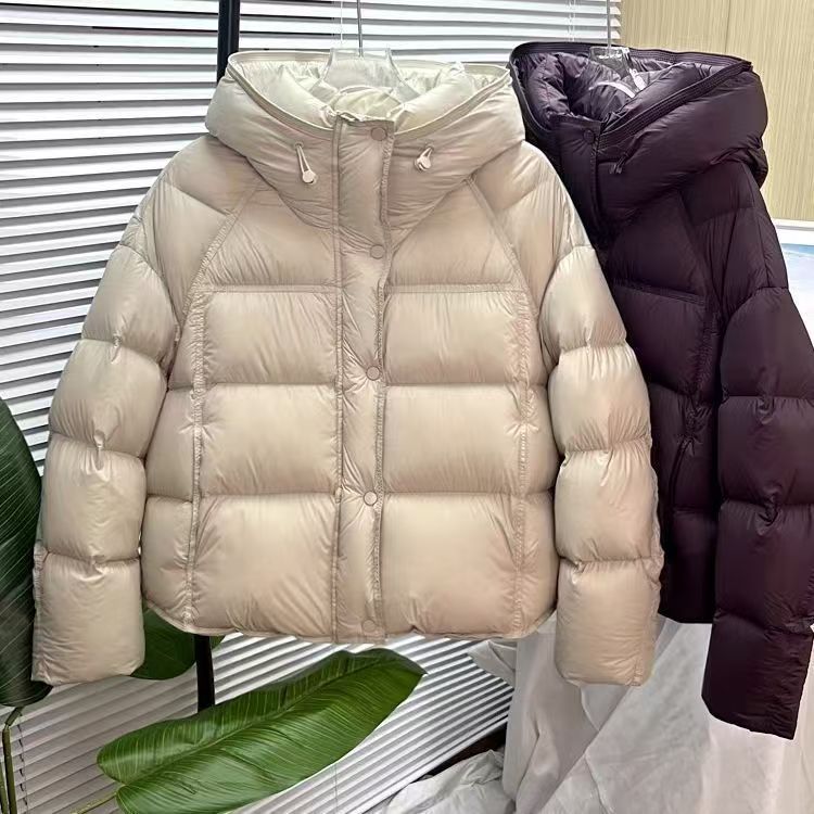 Cross-Border Women's New Solid Color Puff Short Hooded Loose Bread Coat Thickened Warm Cotton Jacket