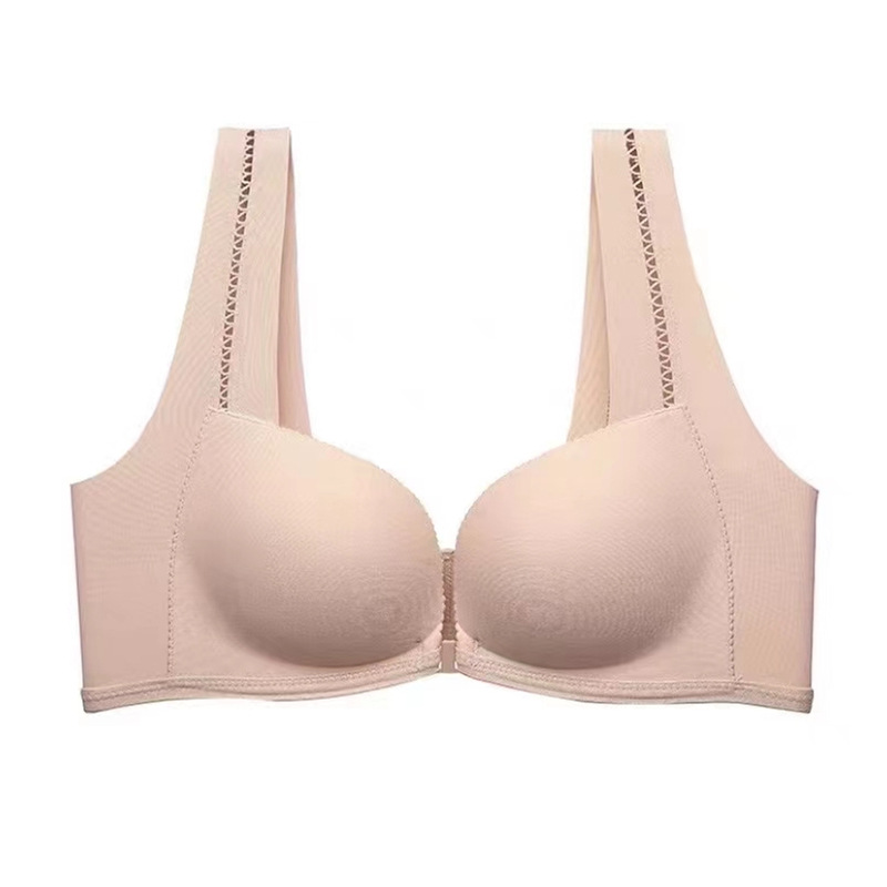 Picture of Front Buckle Traceless Underwear Women's Small Chest Push-up Top-up Anti-sagging Adjustable Beautiful Back Bra suit Red