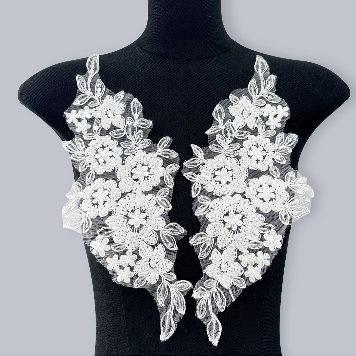 Picture of Cross-border European and American beaded sequined embroidered flower applique new luxury wedding dress decoration hand sewing accessories accessories