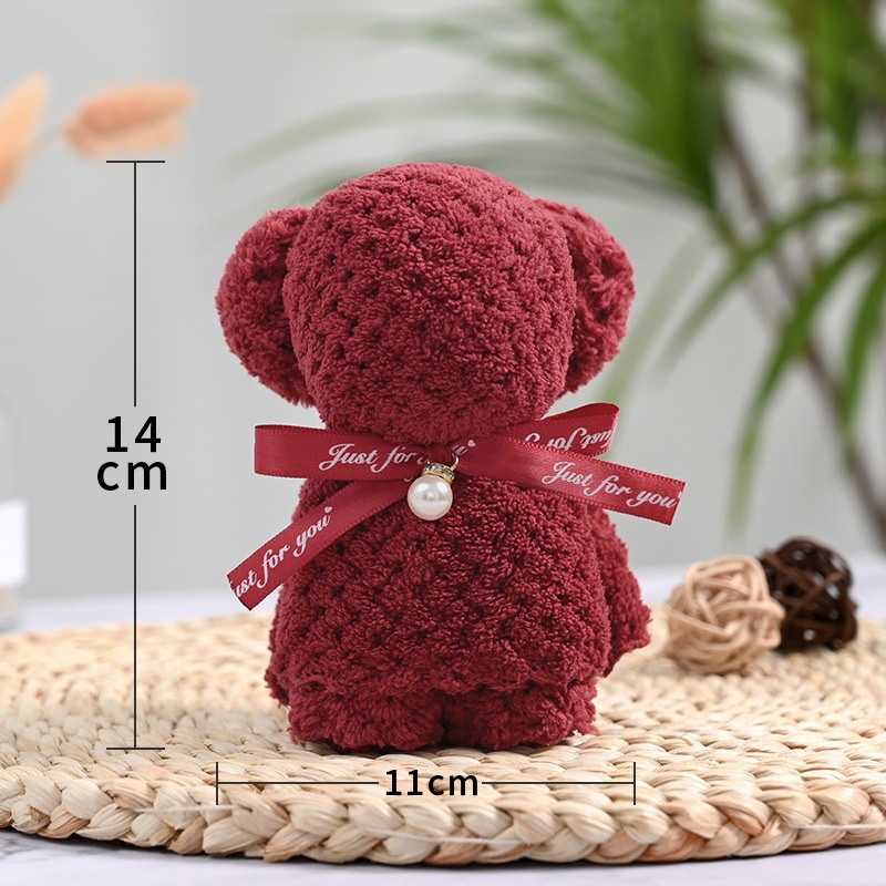 Picture of Coral Fleece Cute Bear Square Bridesmaid Best Man Accompanying Gift Opening Ceremony Shop Gift Pineapple Small Towel
