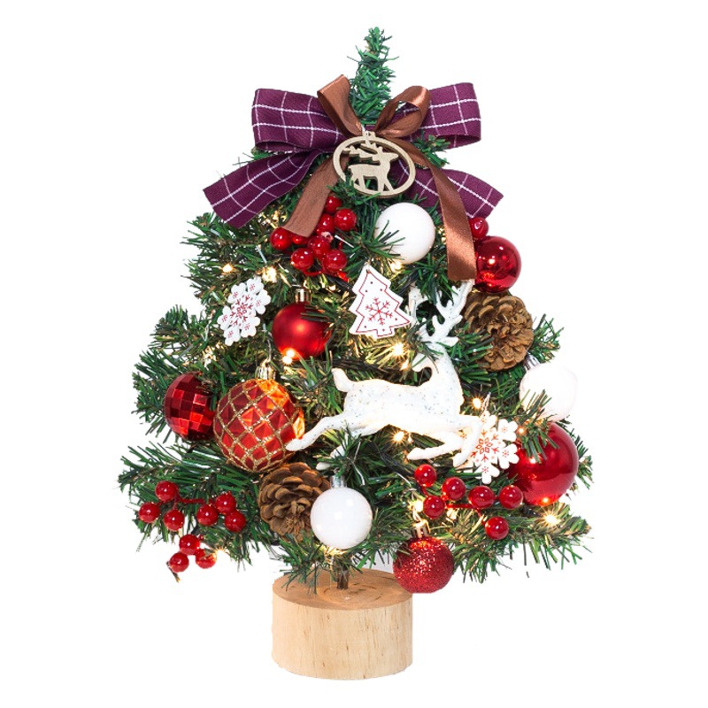 Christmas Amazon cross-border hot selling desktop mini glowing Christmas tree set Christmas decoration supplies