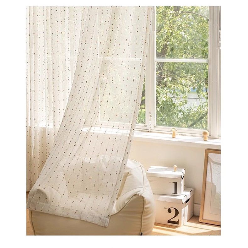 Picture of Fair Isle Dopamine Stripe Jacquard Curtains for Children's Room, French Vintage Style Bedroom and Living Room Curtains