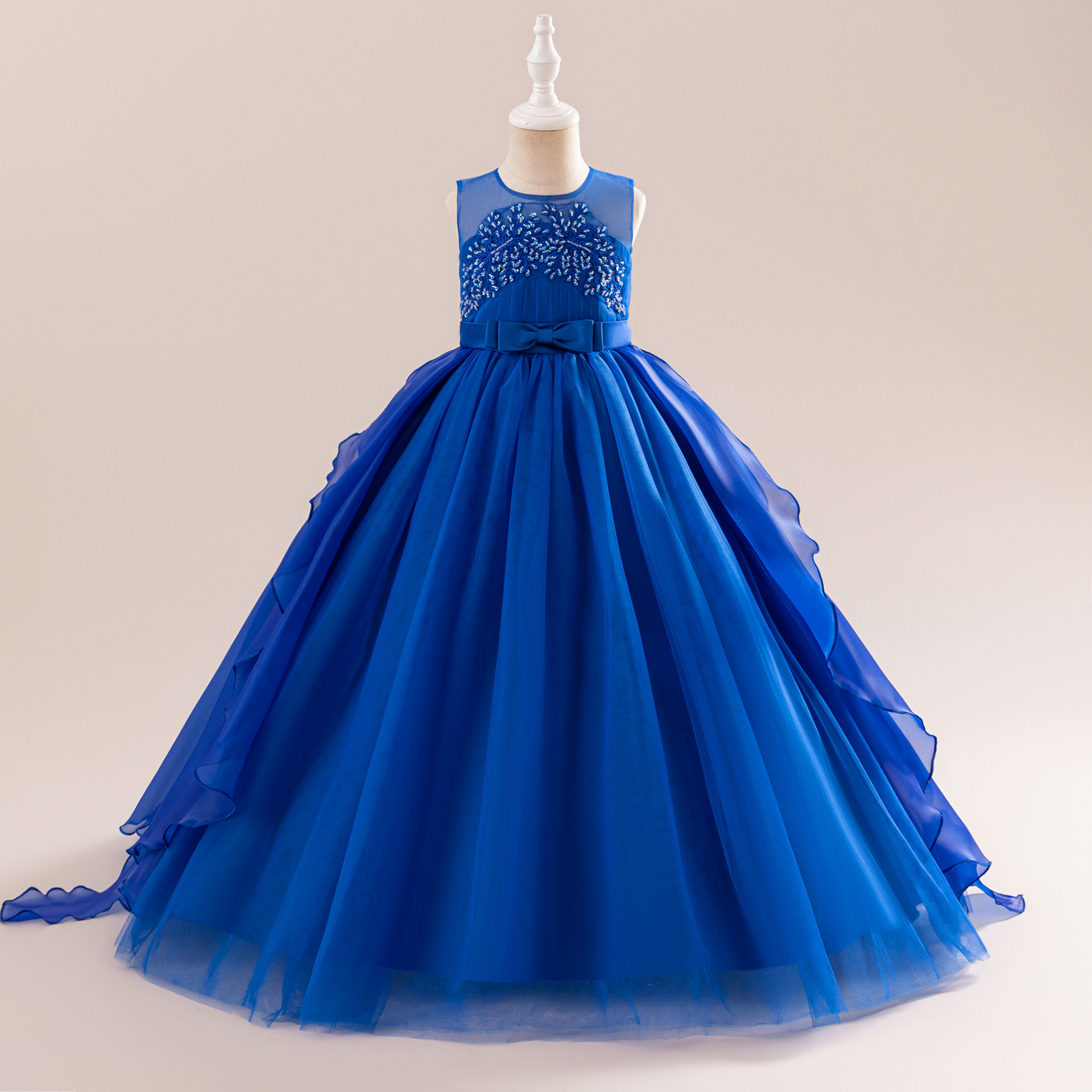 Picture of Cross-border Children's Dress Long Dress Poncho Girl's Princess Wedding Dress Banquet Host Evening Dress Catwalk Performance Dress
