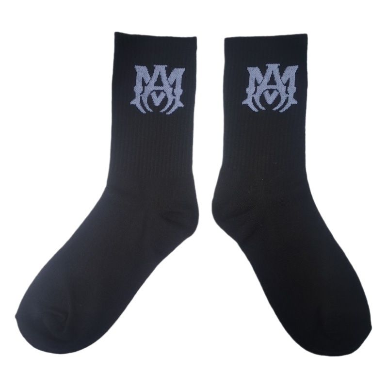 Spot Rhude Letter Trendyy Brand Wholesale Mid-Calf Socks Street Trendy Male and Female Couple Cross-Border Amiri Versatile Socks