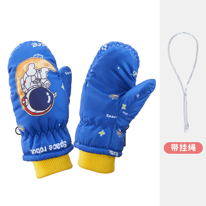 Picture of Cartoon children's fleece-lined ski gloves 2-5 years old baby outdoor warm gloves thickened non-slip children's gloves winter