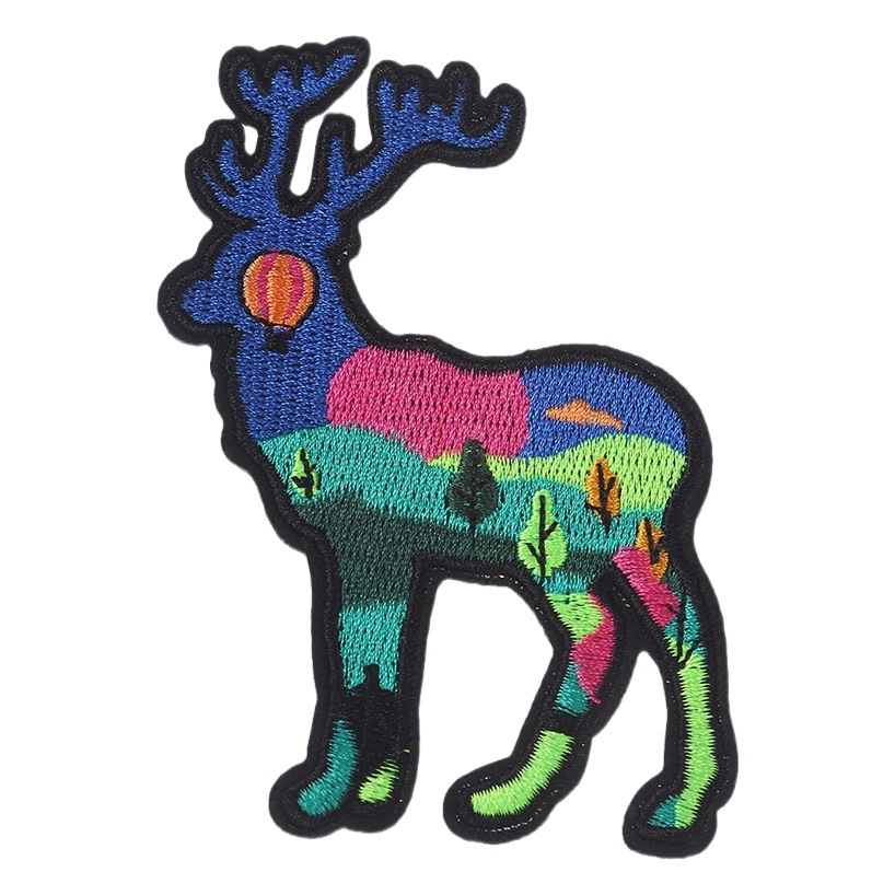 New Animal and Nature Cloth Sticker Dolphin Lion Embroidery Sticker Elk Embroidery Label DIY Bag Jacket Decoration