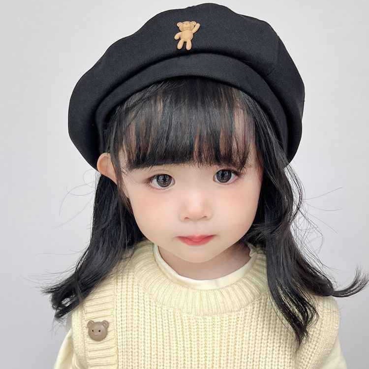 Children's Beret Baby Korean Style Parent-Child Painter Hat Girls' Pumpkin Hat Kids' Autumn and Winter Beret Hat New Autumn and Winter Model