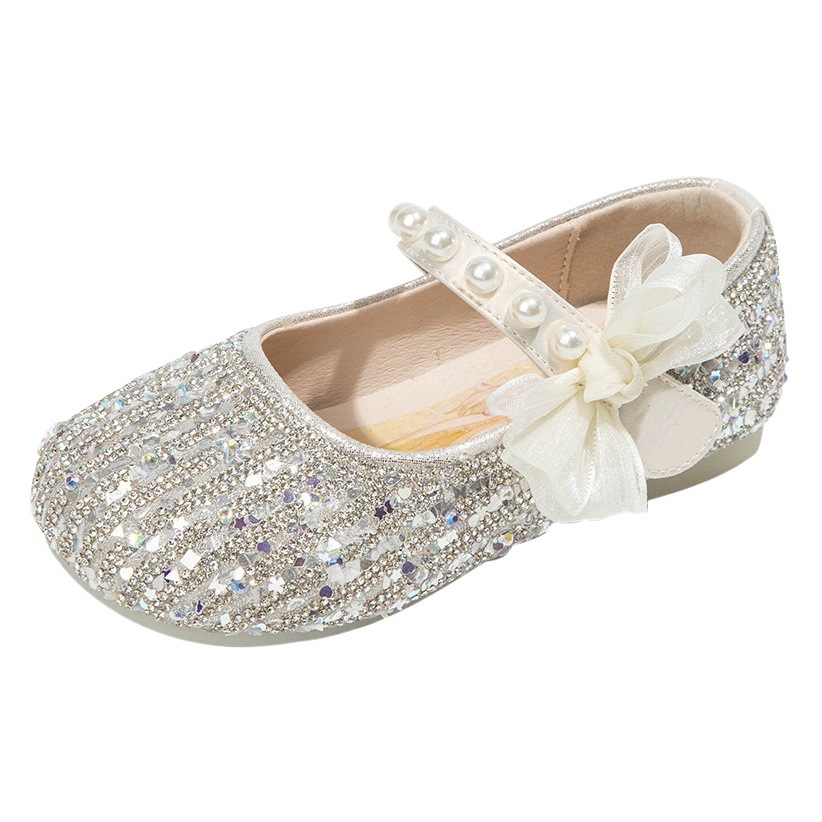 Girls Princess Shoes Summer Crystal Shoes Children's Shoes 2025 New Dress Performance Leather Shoes Girls Soft Sole Shoes