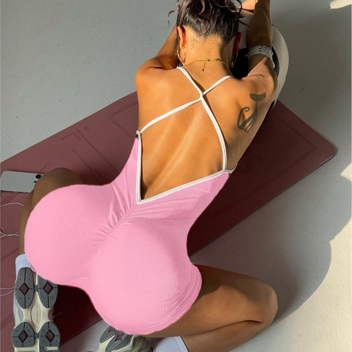 9 Color Summer Explosions Color Contrast Sling Sports Yoga Pants Sleeveless Quick-drying Threaded Short Tight-fit jumpsuit