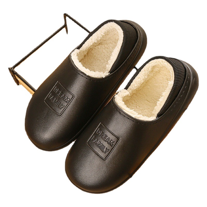 Thick-Soled Autumn and Winter Cotton Slippers with Heel, Non-Slip Cotton Shoes for Indoor and Outdoor Use, Waterproof, Soft, Comfortable for Couples, Home Leisure