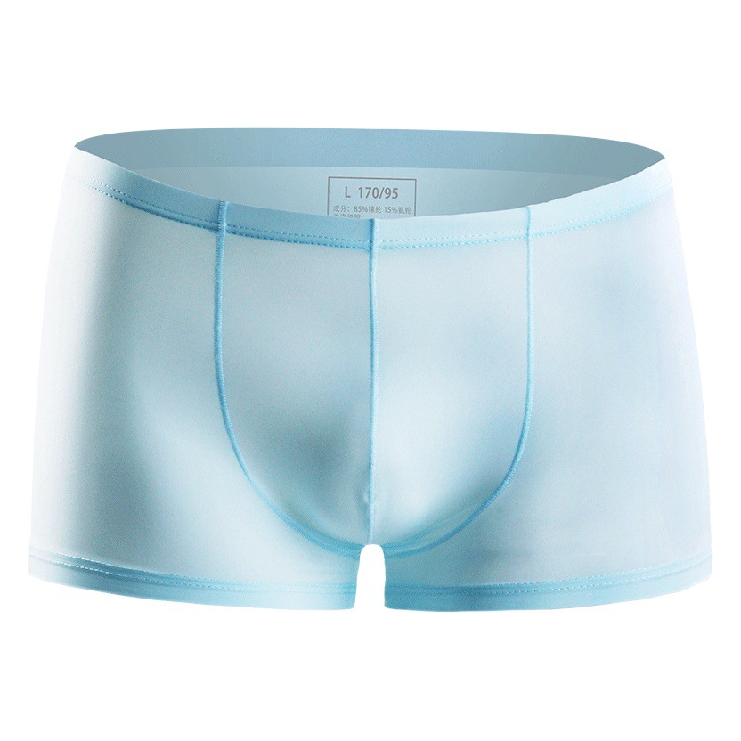 Youth Summer Men's Ice Silk Underwear One-piece Boxers Breathable Thin Sexy Transparent Boxer Underpants