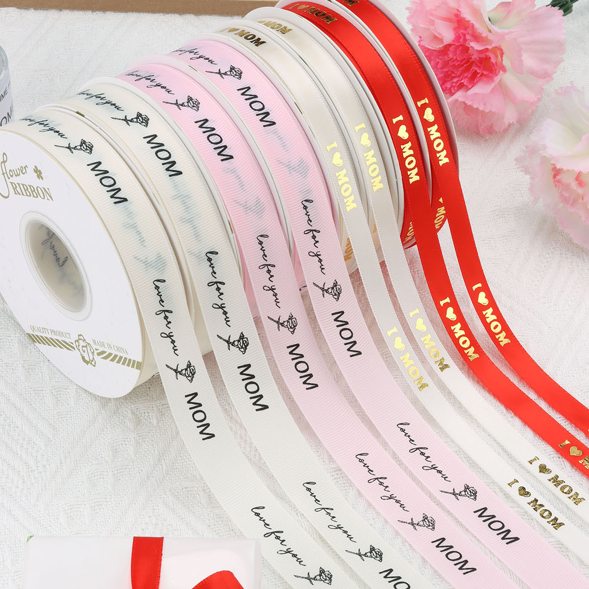 Mother's Day Ribbon I Love Mom Ribbon Flower bouquet gift packaging Ribbon cake box strap gift packaging