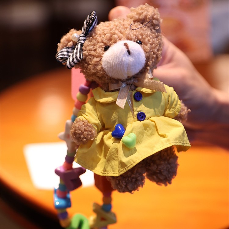 Ins K-Style Original Handmade Girly Heart Bear Bag Pendant Acrylic Rope Plush Doll Pendant Play