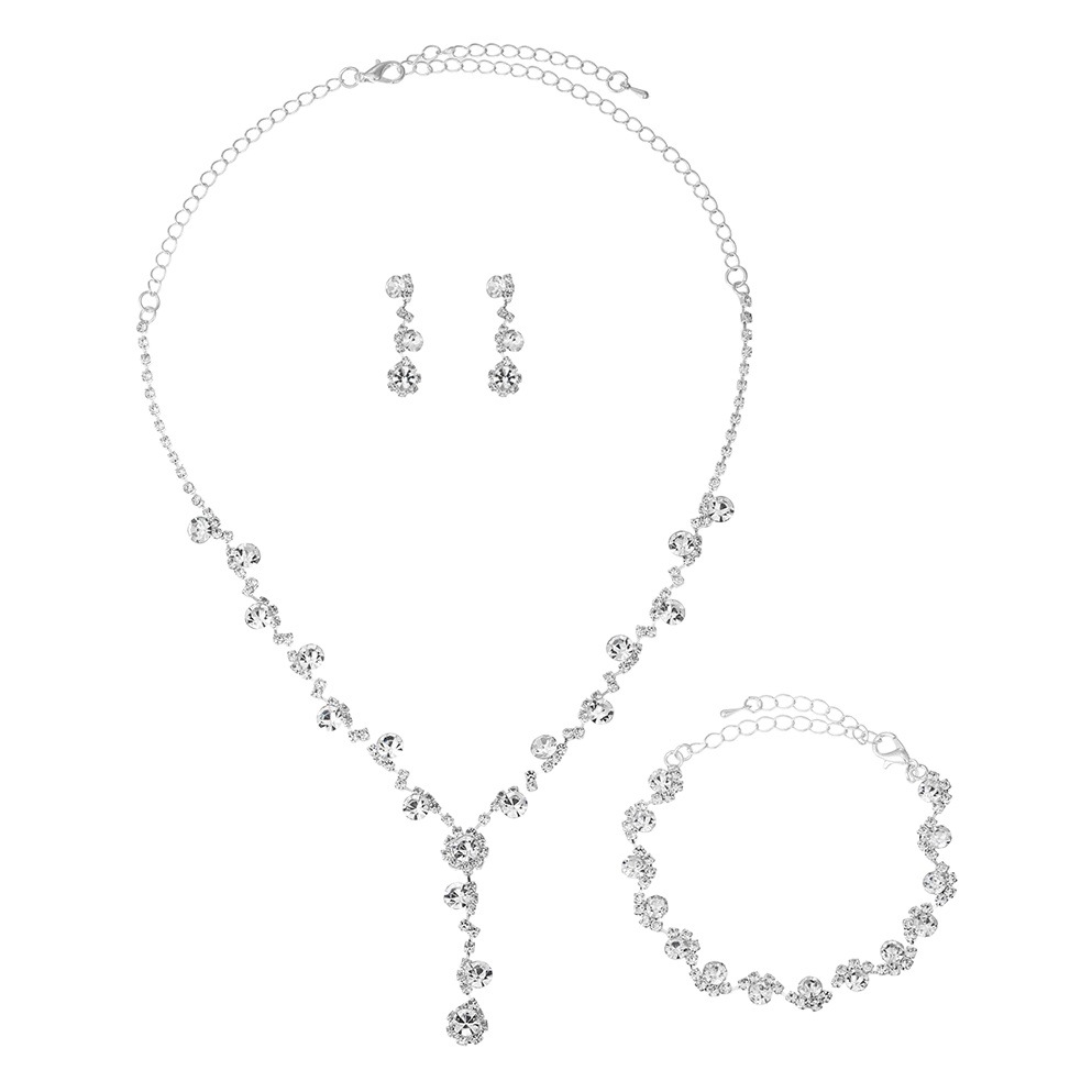 Amazon Hot Jewelry Set Sunflower Rhinestone Necklace Earrings Handmade Jewelry Wedding Accessories