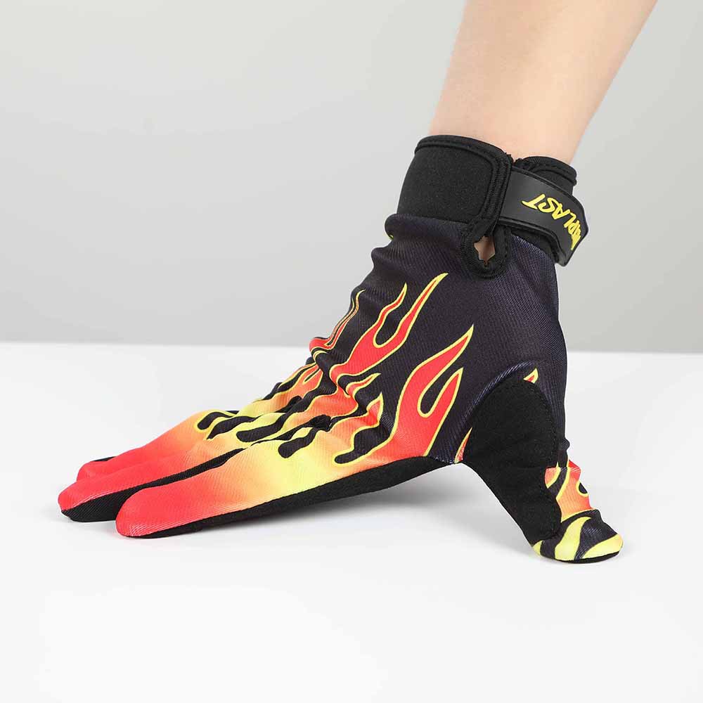 Picture of New fistplast Pattern Flame Pattern Touch Screen Ride Cross-country Motorcycle Wear-resistant Long Finger Gloves