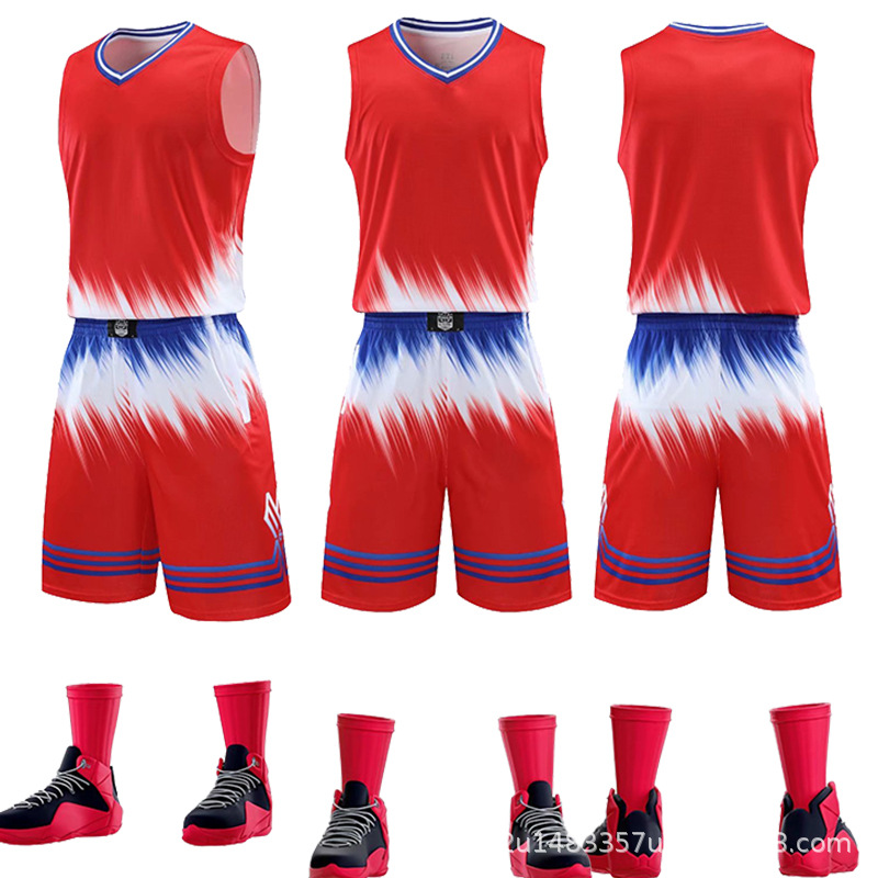 Picture of Children's Adult Camouflage Basketball Suit Spring and Summer Training Competition Team Uniform Outdoor Sports Breathable Jersey Printable