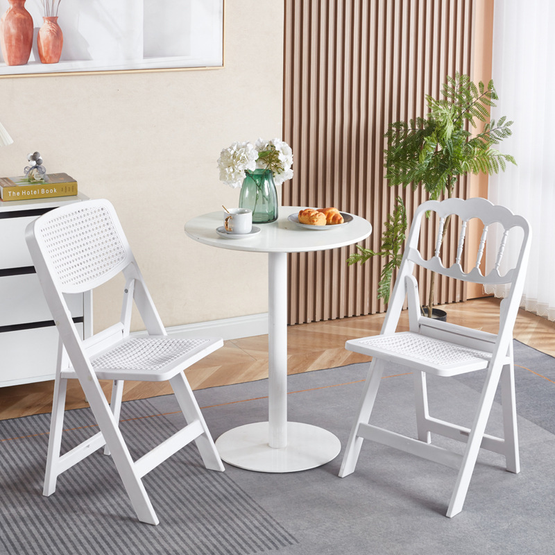 Foldable Chair Plastic Banquet Chair Backrest Seat Outdoor Chair Full Plastic Resin Chair Convenient Wedding Adult Guest Chair