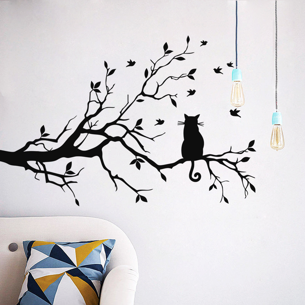 ZY8515 new branch cat living room bedroom background wall stickers foreign trade wholesale waterproof removable