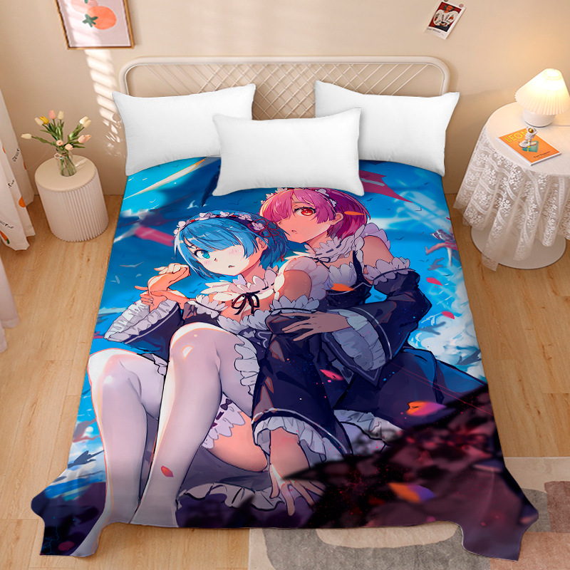 Picture of Anime Two-Dimensional Anime Rem Picture Gentleman 3D Beauty Bed Bed Sheets Single Piece Student Dormitory 1.9m