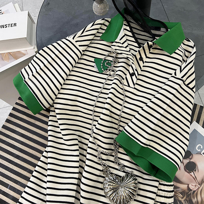 Picture of 2022 Foreign Trade 200 Jin Large Size Casual Suit Women's Summer New Loose Striped Short-sleeved Shorts Fashion Two-piece Suit