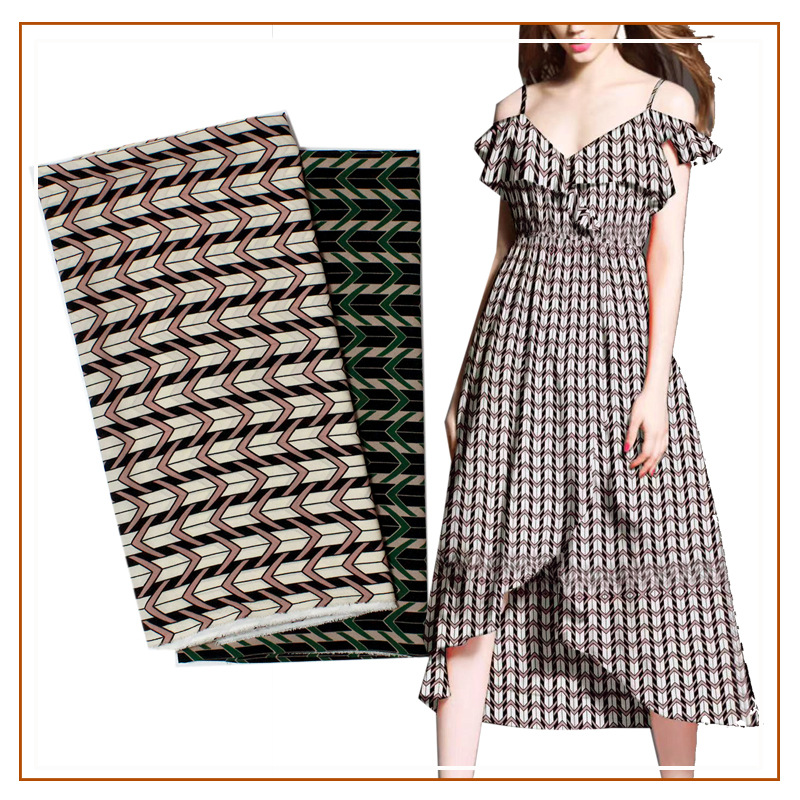 Pear Flower Wrinkle Geometric Figure Printed Fabric Slip Skirt dress Skirt Shirt Fabric New Outer Single Flower