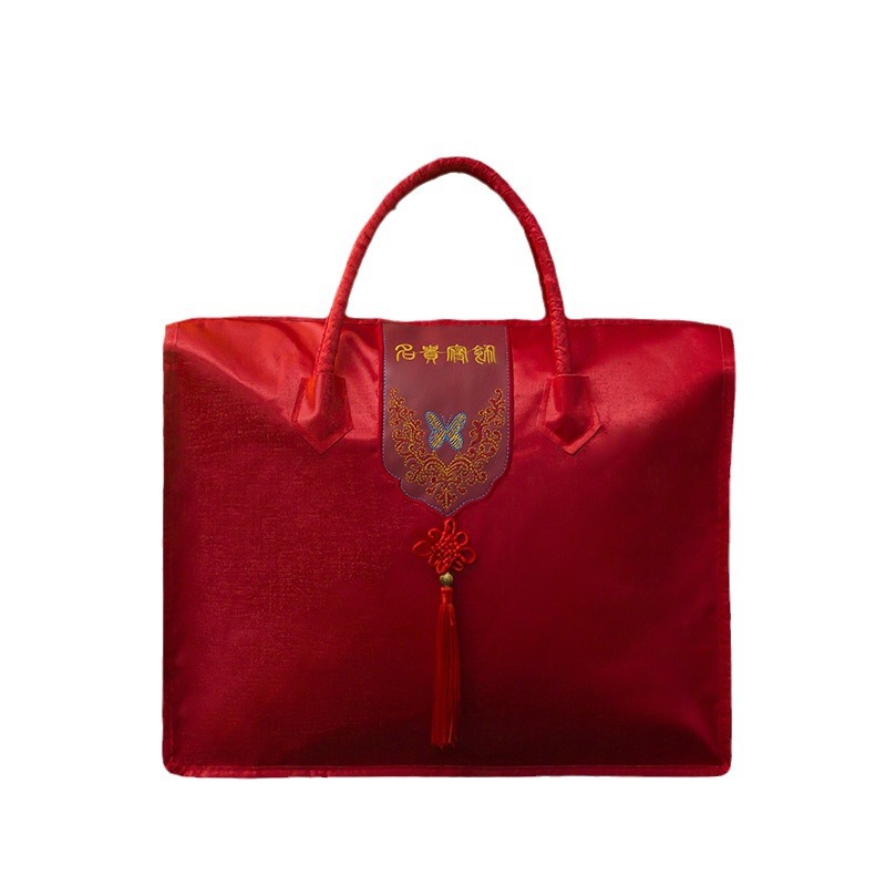 Picture of Embroidered Four-piece Handbag Wedding Packaging Bag Classy Wedding Packaging Storage Bag