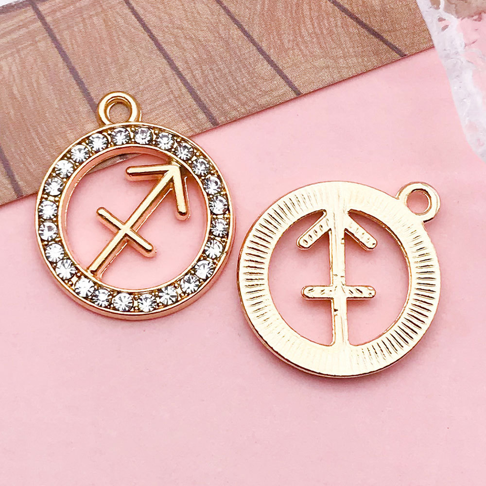 Picture of Twelve Zodiac Signs Cross-Border Zodiac Signs with Diamonds Alloy Accessories DIY Combination Necklace Earrings Pendant Pendant Accessories