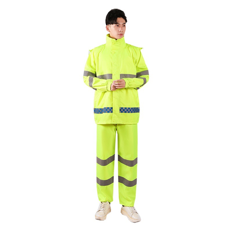 Split reflective raincoat rain pants set poncho wholesale labor protection riding electric car raincoat adult logo