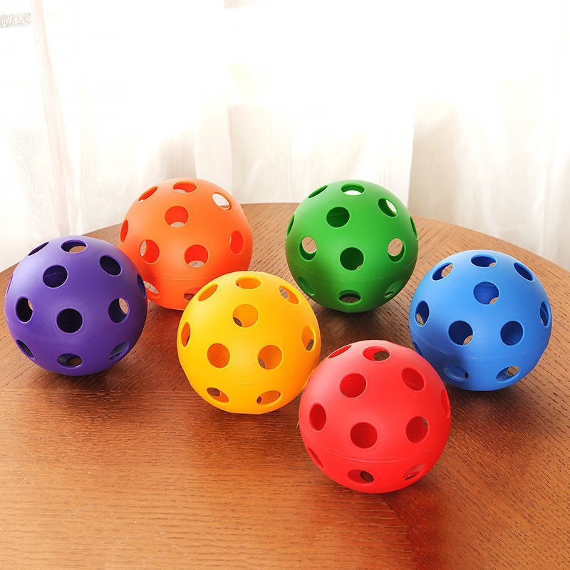 Picture of 9cm Hole Early Education Catching Ball Baby Training Toy Baby Buckle Perception Color Cognition Sound Toy Gift Ball