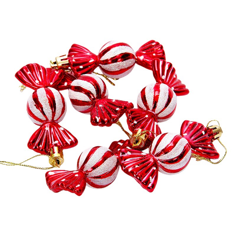 Cross-border New Products Electroplated Bright Painted Round Candy Christmas Tree Pendant Decorations Christmas Party Candy Hanging Ornaments
