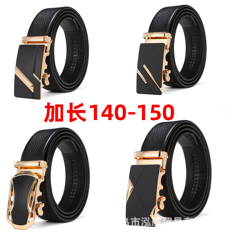 Long belt men's leather extended automatic buckle belt leisure business cowhide belt manufacturers wholesale 140 150cm