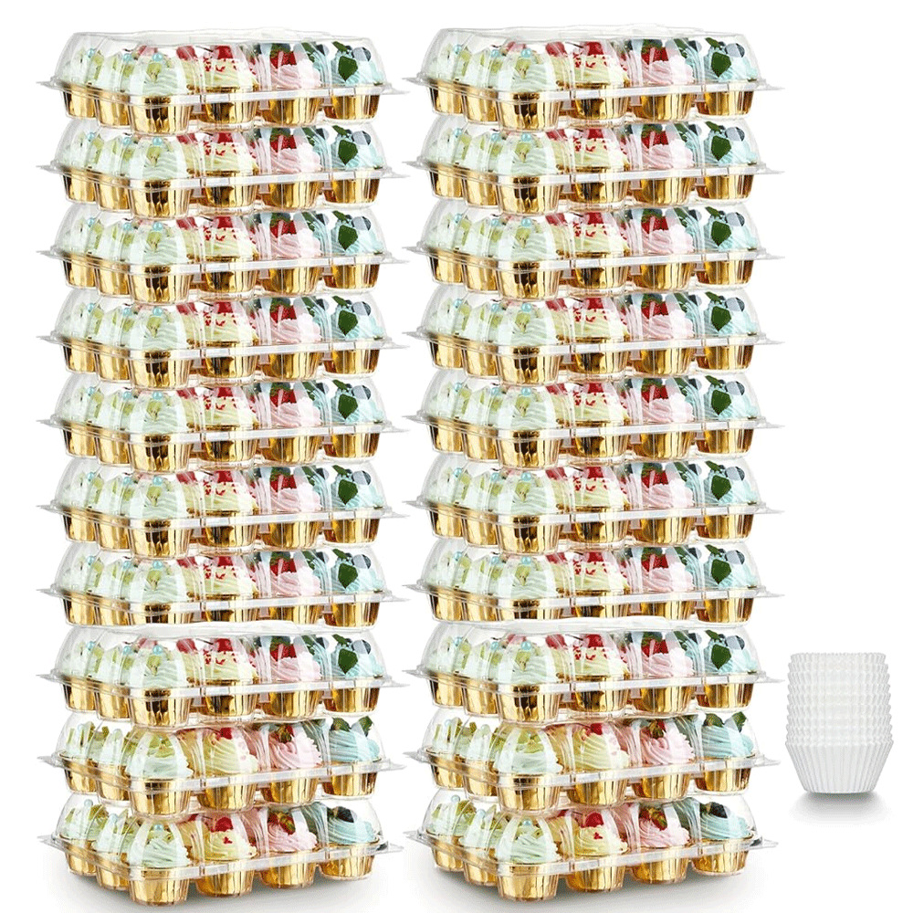 Amazon Explosions 12 Cupcake Container Maffin Cup Packaging Box Transparent Plastic Baking Mousse Cake Box