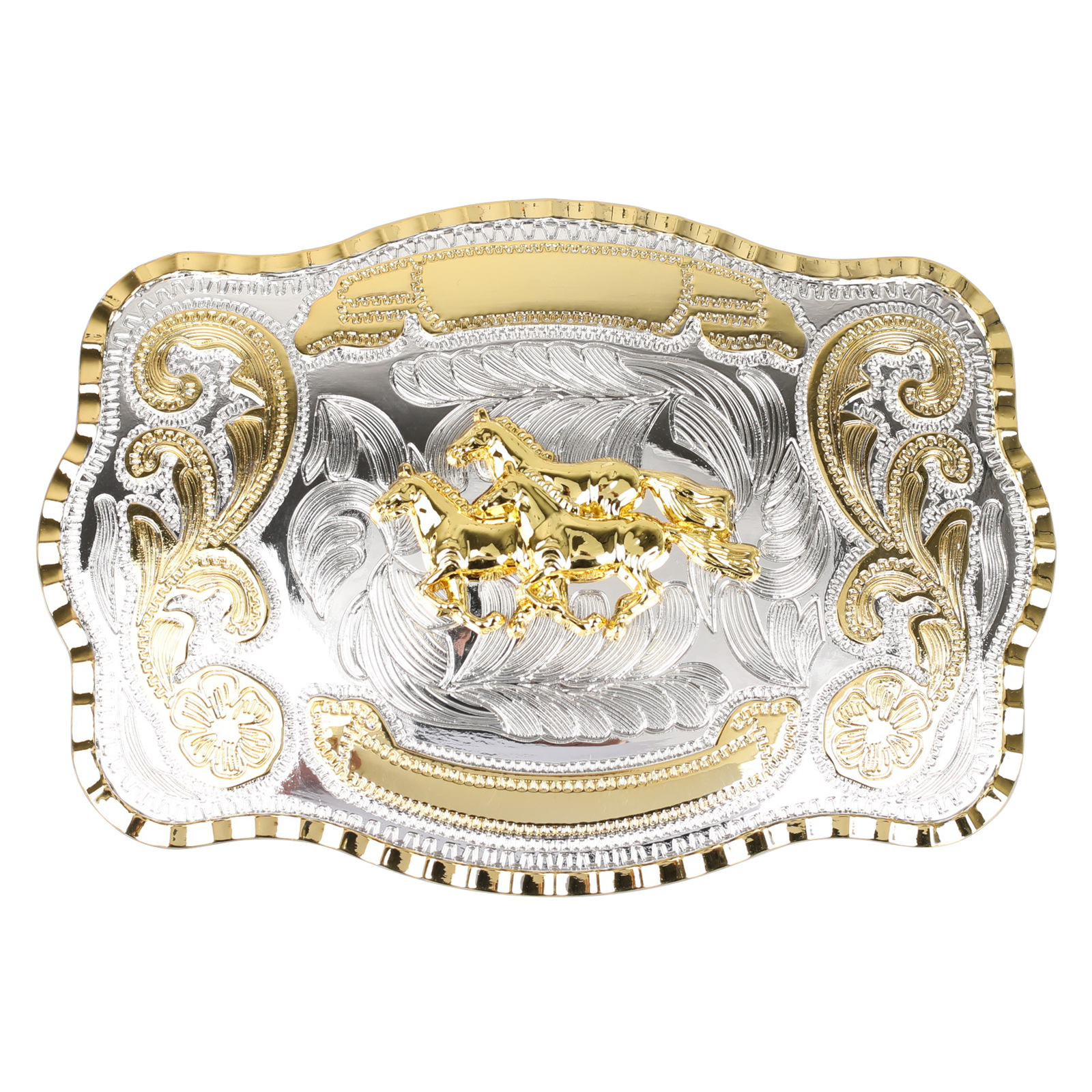 Two-color Western Denim Large Buckle Personalized Belt Accessories Smooth Buckle European and American Cross-border