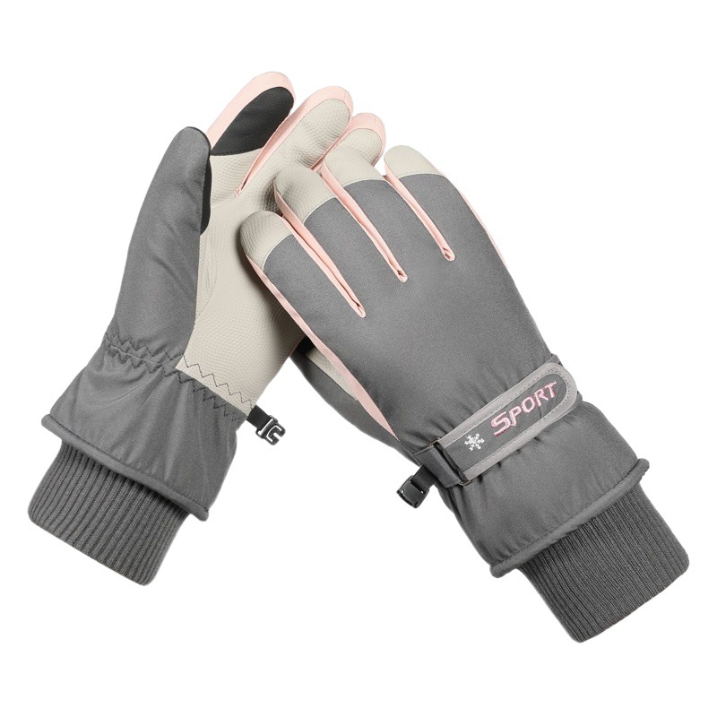 Winter new ski gloves men and women outdoor riding touch screen warm fleece-lined thick gloves waterproof non-slip