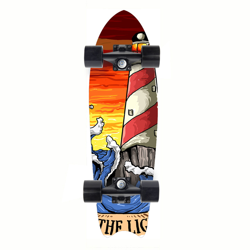 Picture of 28 inch maple small fish Board children Brush Street road beginners four-wheel skateboard single rocker skateboard