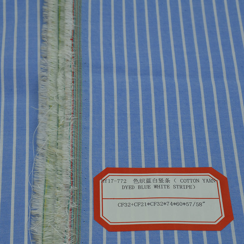 Picture of CF32 + CF21 * CF32 Y plain yarn-dyed blue and white vertical bar yarn-dyed shirt fabric cotton yarn-dyed fabric