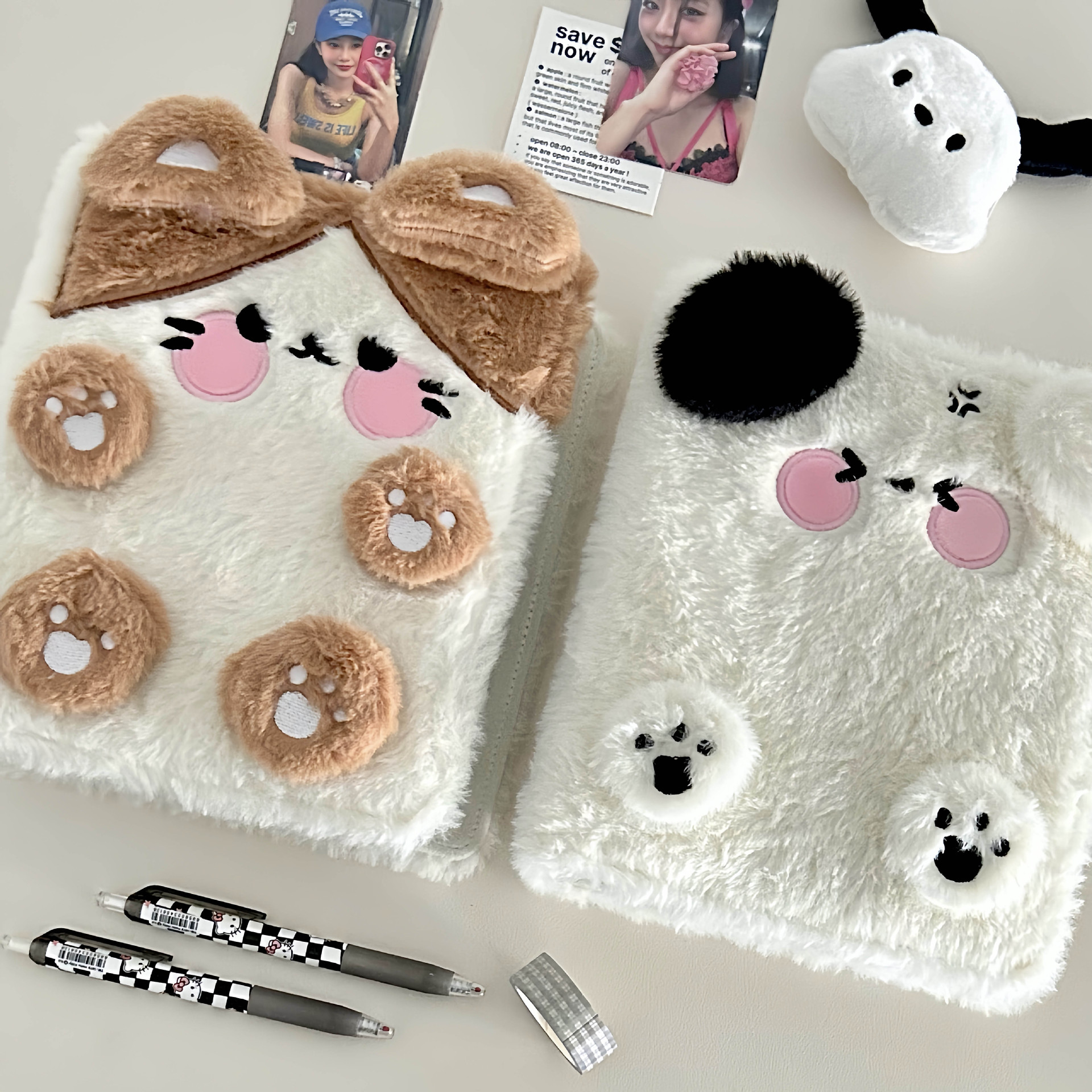 Original cute card holder dog cat loose-leaf plush card Book Four-grid album aidou album small card star-chasing storage book