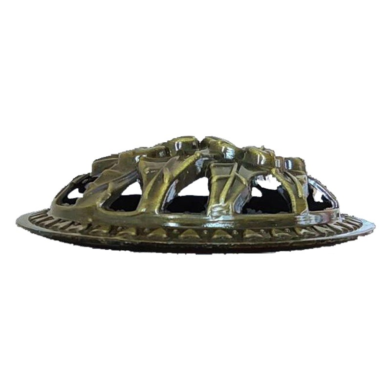 Ice crack kiln ceramic incense burner cover metal antique hollow carved incense burner accessories incense burner cover three flower cover