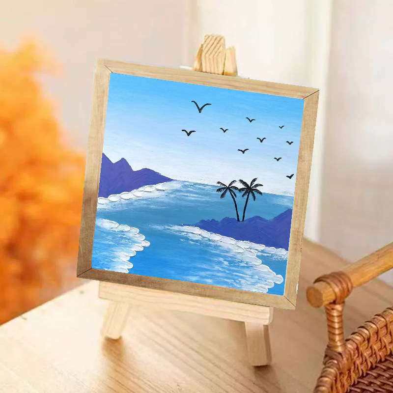 Picture of Solid wood picture frame diy handmade texture painting material package creative three-dimensional relief painting hand-painted digital oil painting decorative painting