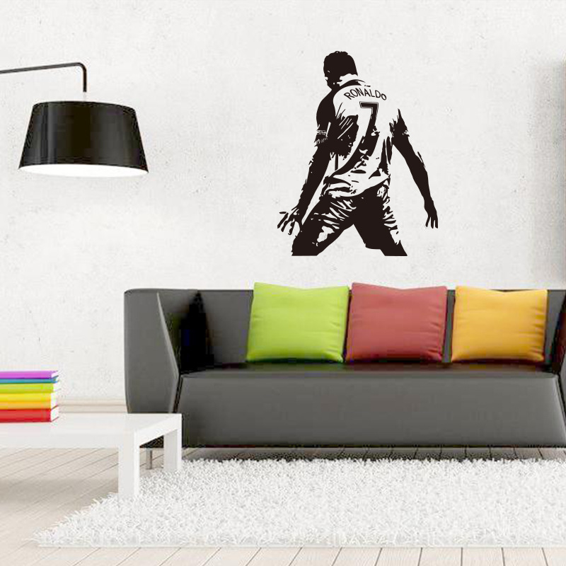 Picture of Football Action Silhouette Carved Wall Stickers Student Dormitory Bedroom Decorative Wall Stickers Wholesale