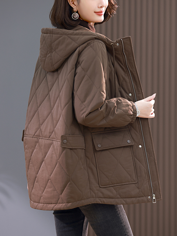Thickened cotton-padded jacket women's mid-length 2024 winter new middle-aged mother plus size casual warm cotton-padded jacket cotton-padded jacket