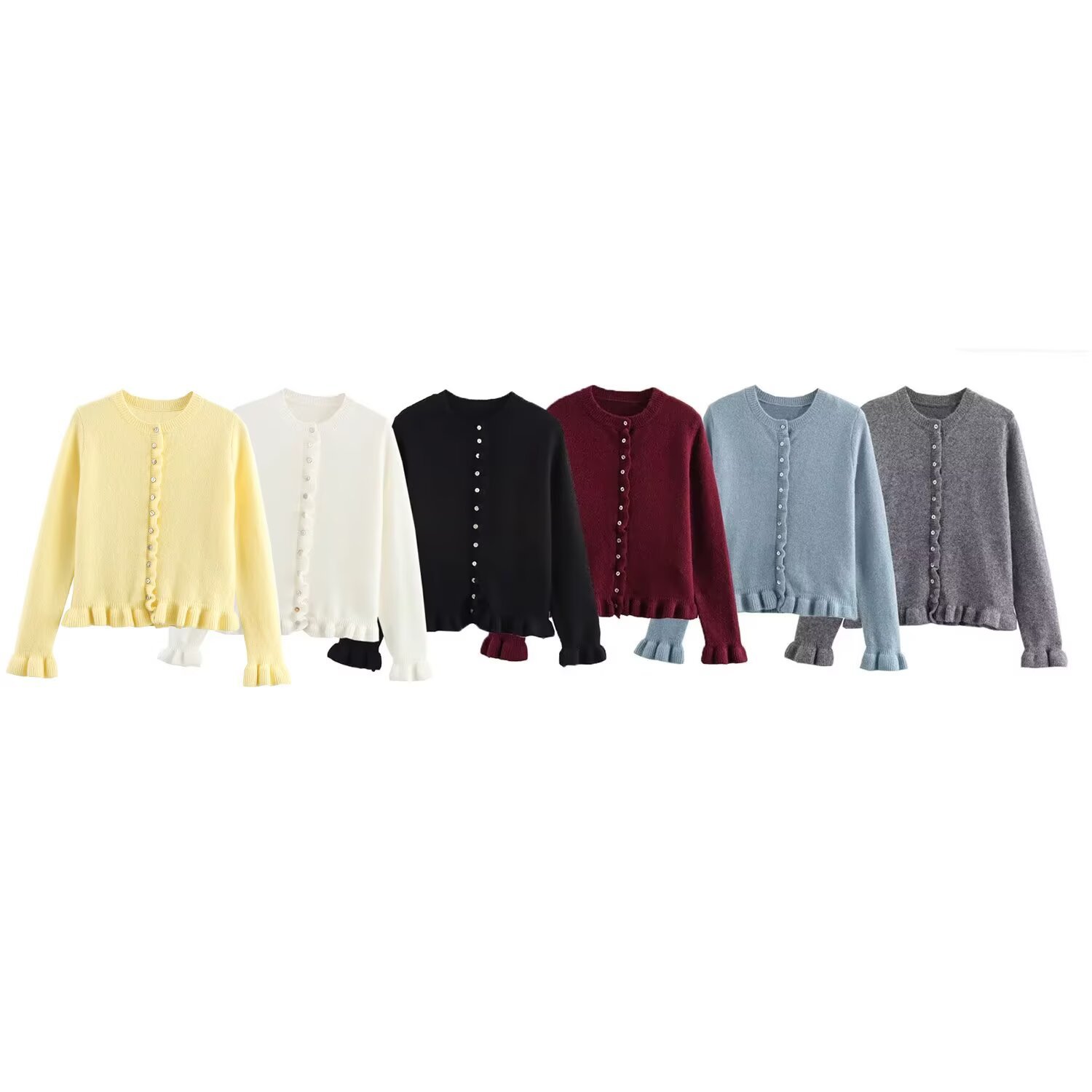 ZA cross-border women's clothing wholesale European and American style new round neck niche design sense single-breasted sweater 2756114