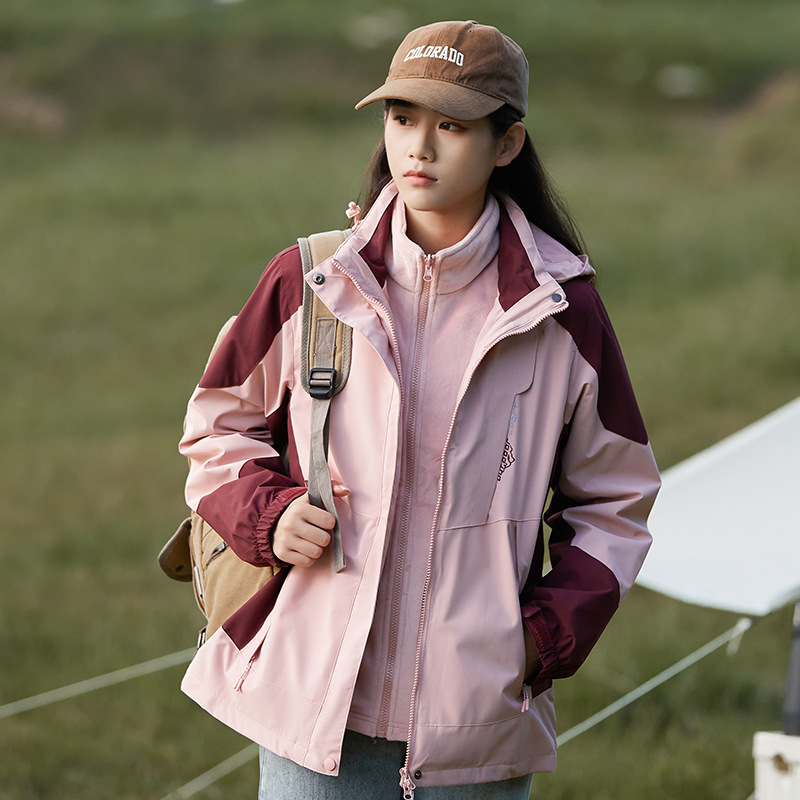 Mountain Outdoor Jacket Men's Windproof and Waterproof Three-in-One Detachable fleece-lined Thickened Warm Climber Clothing Women's Trendy