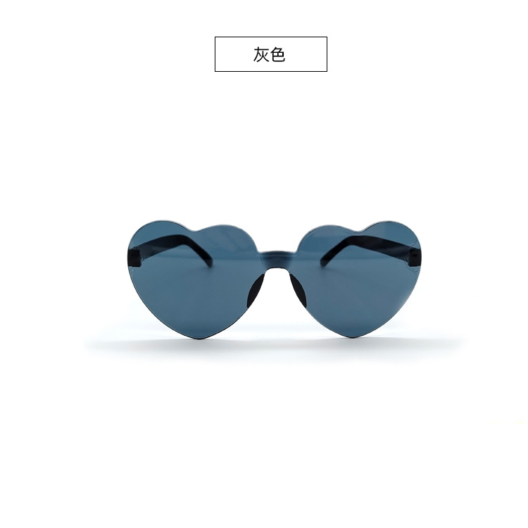 Picture of New love sunglasses jelly color frameless heart-shaped conjoined glasses dazzling color heart sunglasses