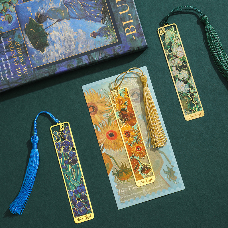 Picture of Yujian Eslite Flower Plumping Series Bookmark Creative Retro Famous Painting Metal Handbook Pendant Reading Book Holder